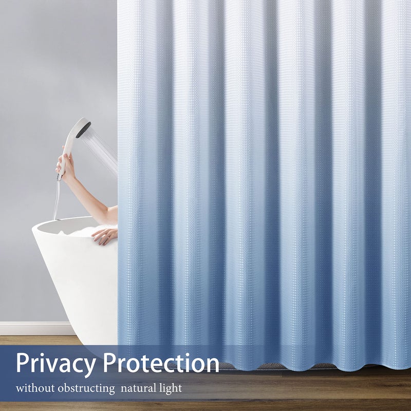 Naturoom Blue Shower Curtains for Bathroom Blue and White Ombre Curtains for Bathroom Water Repellent Curtain Liner with Hooks Machine Washable 72 x 72 Inches - Image 5